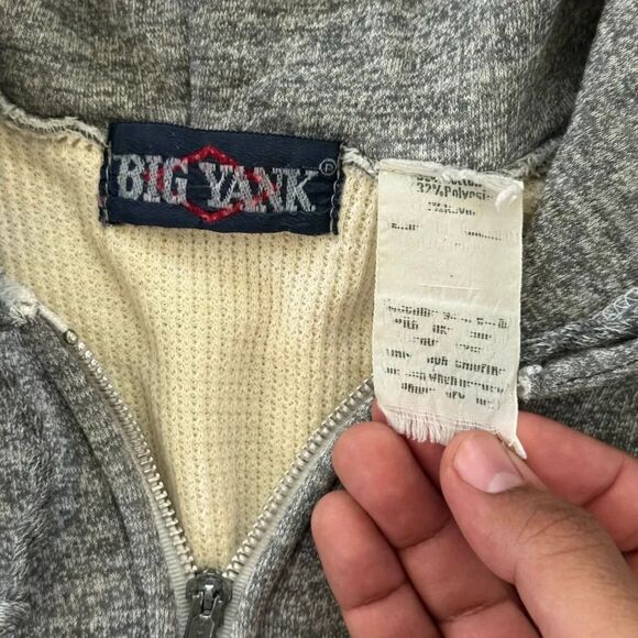 Vintage 80s Big Yank Thermal Lined Grey Hoodie Size Large - Picture 3 of 5